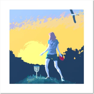 Woman Making Par in Disc Golf Posters and Art